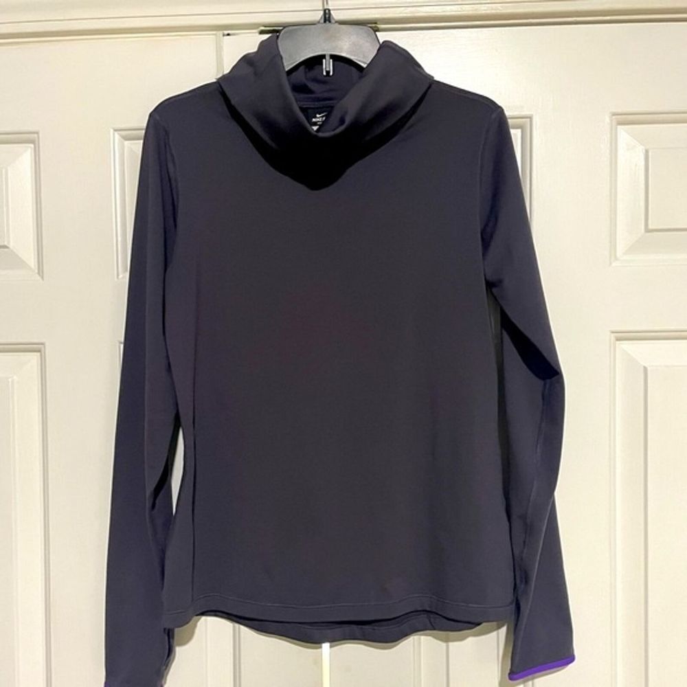 Nike Pro Dri-FIT Turtleneck Training Top with‎ Purple Accent Long Sleeve